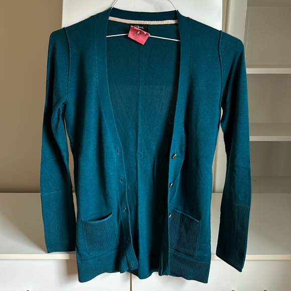 Guess Sweaters - Guess Cotton Turquoise Blue Green Cardigan Size Small